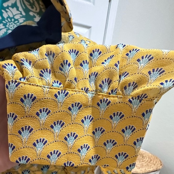 Aina Be Yellow and Blue Patterned Blouse. Retro. - Picture 5 of 10